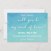 水彩「私のメイド・オブ・オーナー(花嫁付き添い人)?」 招待状 (正面)