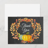 水彩 秋のカボチャ 黒板 お礼カード サンキューカード (正面/裏面)