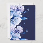 水彩 紺碧 花模様 ネイビーブルー ウェディング  i 招待状 (裏面)