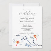 水彩　結婚式招待状　赤いトンボ 招待状 (正面)