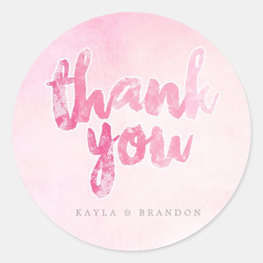 水彩 – 結婚式用シール – ピンク |結婚式 ラウンドシール (正面)