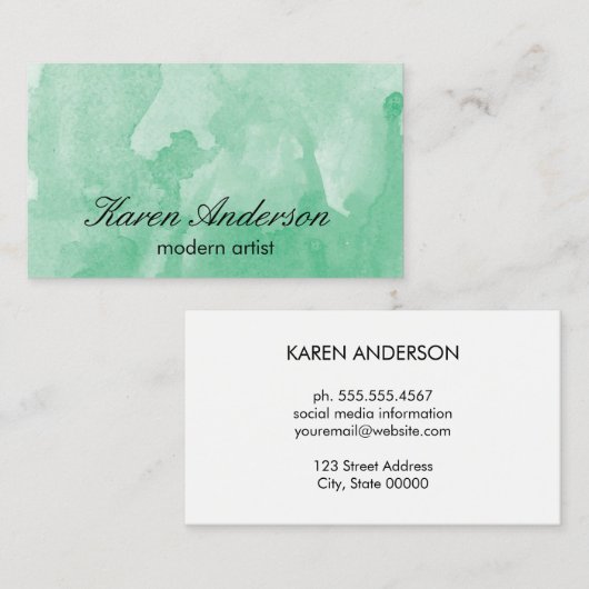 水彩（緑） 名刺 (正面/裏面)