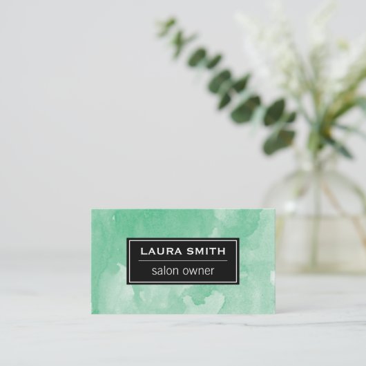 水彩（緑） 名刺 (スタンド正面)