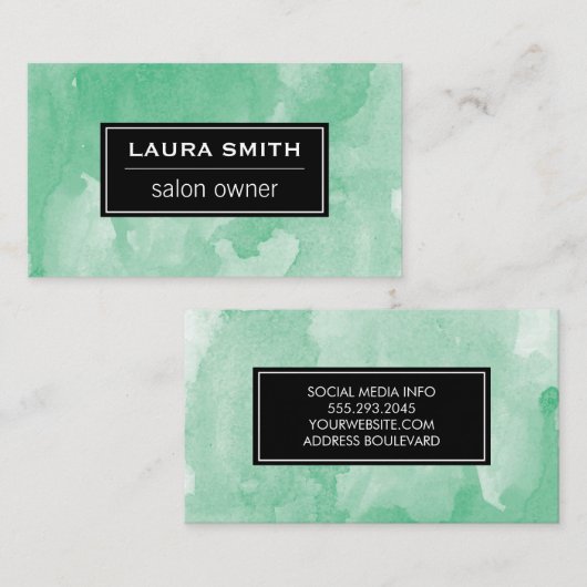 水彩（緑） 名刺 (正面/裏面)