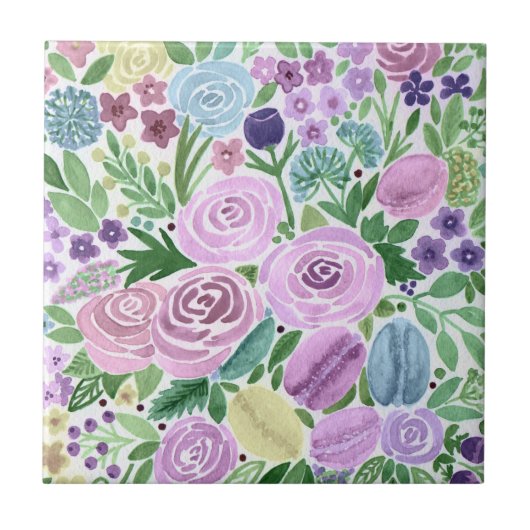 水彩、花、マカロン タイル (正面)