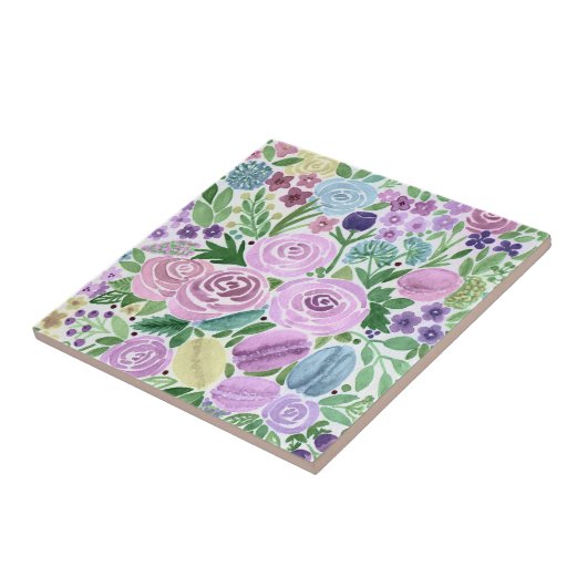 水彩、花、マカロン タイル (側面)