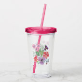 水彩、花、花束、。 アクリルタンブラー (裏面)