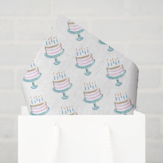 水彩 誕生日 ケーキ アート キャンドル お祝い 薄葉紙 (ギフトバッグ)