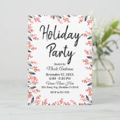 水彩 赤い ホリデーパーティー 冬の実 葉 招待状 (スタンド正面)