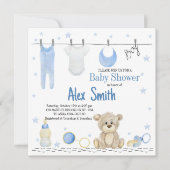 水彩 赤ちゃん男の子 招待状 (正面)