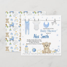 水彩 赤ちゃん男の子 招待状