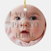 水彩 赤ちゃん 初めてのクリスマス 写真 セラミックオーナメント (裏面)