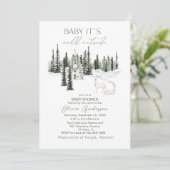 水彩 赤ちゃん 外は寒いよ 赤ちゃんのシャワー 招待状 (スタンド正面)