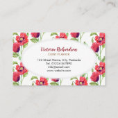 水彩(赤)ポピーフローラアート(白)楕円 名刺 (裏面)