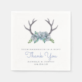 水彩〔雄ジカの〕枝角とエチェヴェリアの国の結婚式 スタンダードカクテルナプキン
