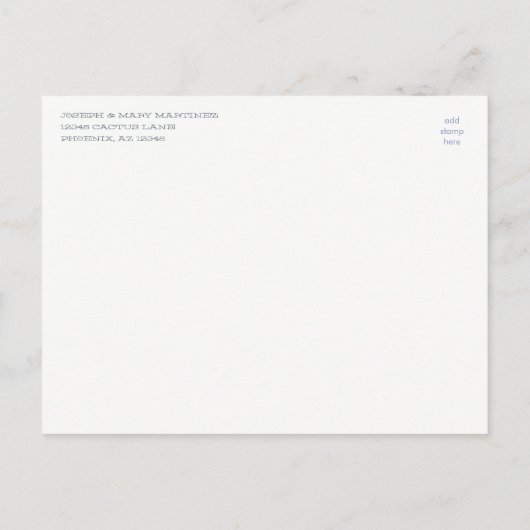 水彩〔雄ジカの〕枝角とエチェヴェリアの国の結婚式 案内ポストカード (裏面)