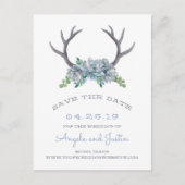 水彩〔雄ジカの〕枝角とエチェヴェリアの国の結婚式 案内ポストカード (正面)