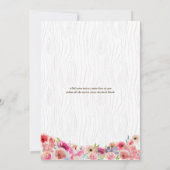 水彩〔雄ジカの〕枝角山の花フェイクのボ結婚イス 招待状 (裏面)