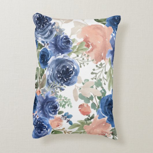 水彩(青とピンク)フローラアクセントピル アクセントクッション (裏面(縦))