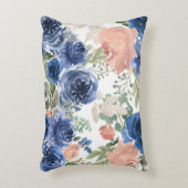 水彩(青とピンク)フローラアクセントピル アクセントクッション (正面(垂直))