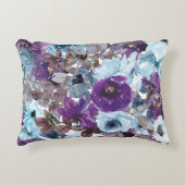 水彩（青と紫）フローラアクセント枕 アクセントクッション (正面)