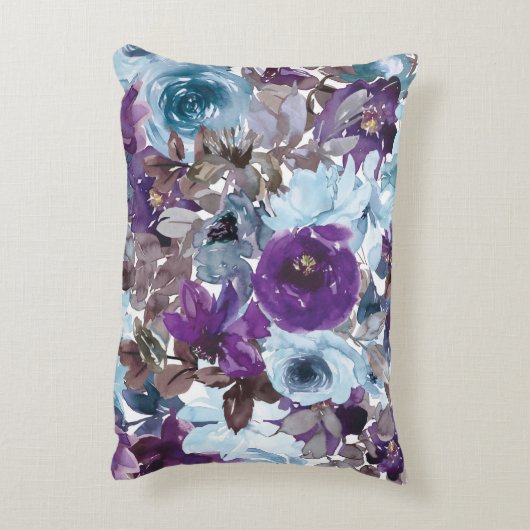 水彩（青と紫）フローラアクセント枕 アクセントクッション (裏面(縦))