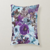 水彩（青と紫）フローラアクセント枕 アクセントクッション (正面(垂直))