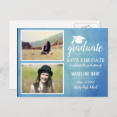 水彩（青） |卒業生 |日付写真を保存 ポストカード (正面/裏面)