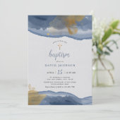 水彩(青) |金ゴールドボーイズ洗礼招待状 招待状 (スタンド正面)