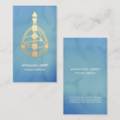 水彩(青)|金ゴールド人間デザイン体グラフ 名刺 (正面/裏面)