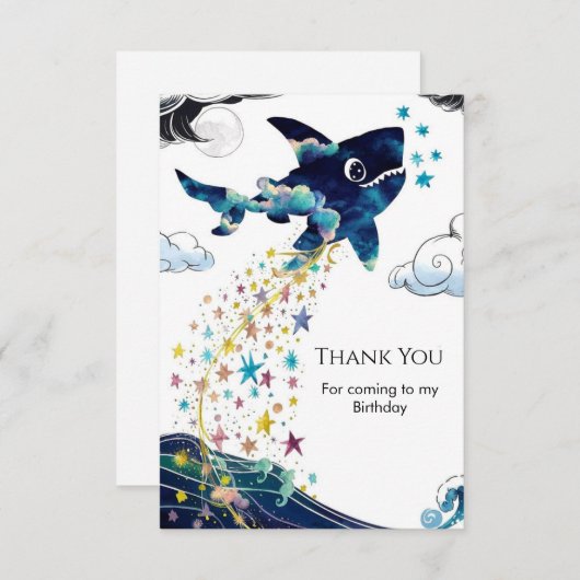 水彩 魅惑の深海ザメ バースデー サンキューカード (正面/裏面)