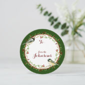 水彩《鳥》アメリカゴガラバーズメリークリスマスリース シーズンカード (スタンド正面)