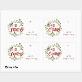 水彩《鳥》アメリカゴガラバーズメリークリスマスリース 長方形シール (シート)