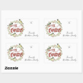 水彩《鳥》アメリカゴガラバーズメリークリスマスリース 長方形シール (シート)