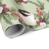 水彩《鳥》アメリカゴガラバードクリスマスリース ラッピングペーパー (ロールコーナー)