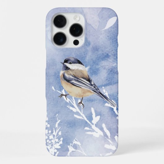 水彩《鳥》アメリカゴガラ冬の雪林バード iPhoneケース (裏面)