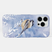 水彩《鳥》アメリカゴガラ冬の雪林バード iPhoneケース (裏面横)