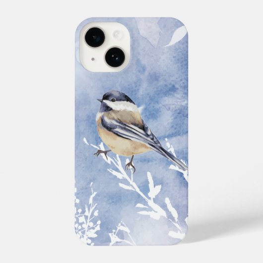 水彩《鳥》アメリカゴガラ冬の雪林バード iPhoneケース (裏面)