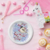 水彩《鳥》アメリカゴガラ鳥霜の降りた冬の雪 ペーパープレート (パーティー)