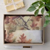 水彩（鳥）ショウジョウコウカンチョウと秋オーク葉ズのデカップ 薄葉紙 (ギフト)