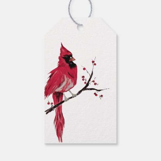 水彩（鳥）ショウジョウコウカンチョウクリスマスギフトタグ ギフトタグ (裏面)
