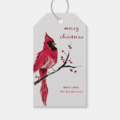 水彩（鳥）ショウジョウコウカンチョウクリスマスギフトタグ ギフトタグ (正面)