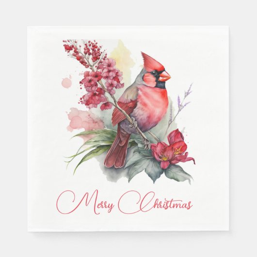 水彩(鳥)ショウジョウコウカンチョウクリスマス スタンダードランチョンナプキン (正面)