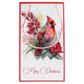 水彩（鳥）ショウジョウコウカンチョウクリスマス スモールペーパーバッグ (裏面)