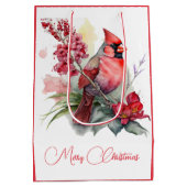 水彩（鳥）ショウジョウコウカンチョウクリスマス ミディアムペーパーバッグ (裏面)