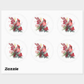 水彩（鳥）ショウジョウコウカンチョウクリスマス ラウンドシール (シート)