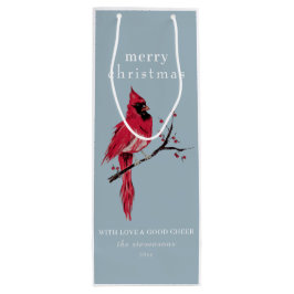 水彩（鳥）ショウジョウコウカンチョウクリスマス ワインギフトバッグ