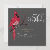 水彩（鳥）ショウジョウコウカンチョウサプライズバースデーパーティー 招待状 (正面)