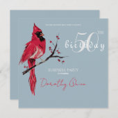 水彩（鳥）ショウジョウコウカンチョウサプライズバースデーパーティー 招待状 (正面/裏面)