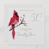 水彩（鳥）ショウジョウコウカンチョウサプライズバースデーパーティー 招待状 (正面/裏面)